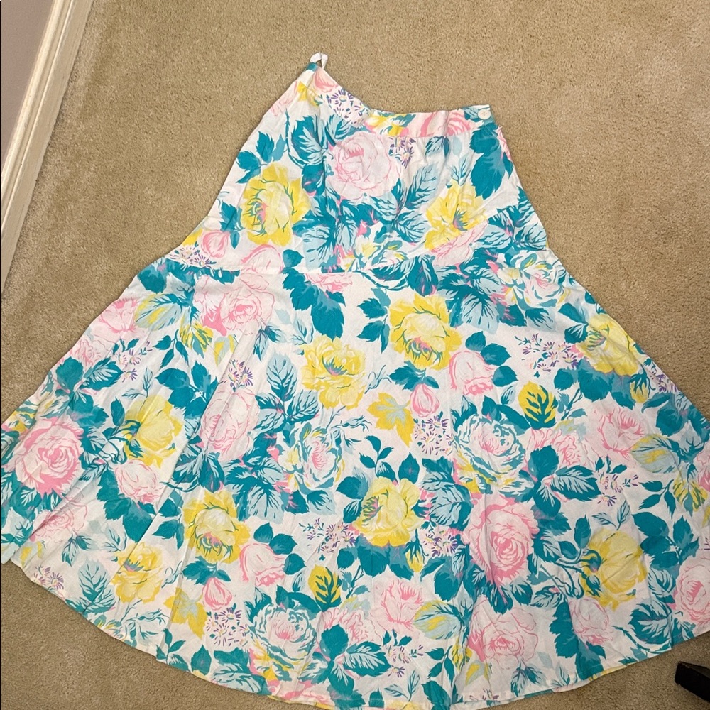 Floral Women's Skirt in Pink, Yellow, and Blue